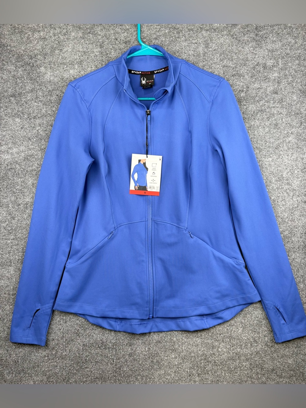 Spyder Women's Stretch Long Sleeve Zip Up Yoga Jacket M with Thumb Holes Vented